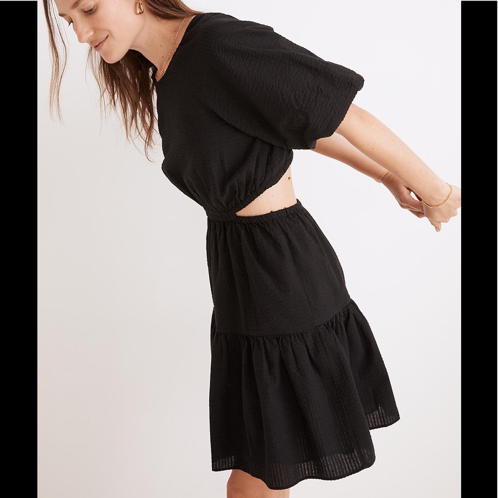 Madewell Black Mini Tiered Cutout Dress